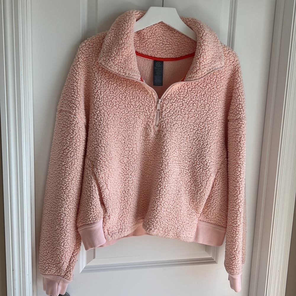 Champion fuzzy pink sweatshirt half zip